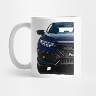 Dynamic Ignition: Honda Civic Blue Fiery Half Body Posterize Car Design Mug